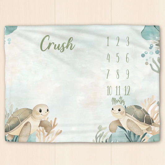 Sea Turtles Milestone Blanket