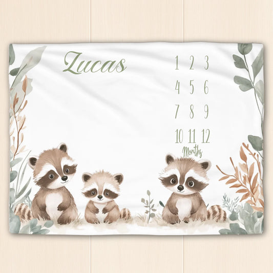 Raccoons Milestone Blanket