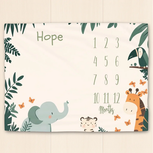 Jungle Friends Milestone Blanket